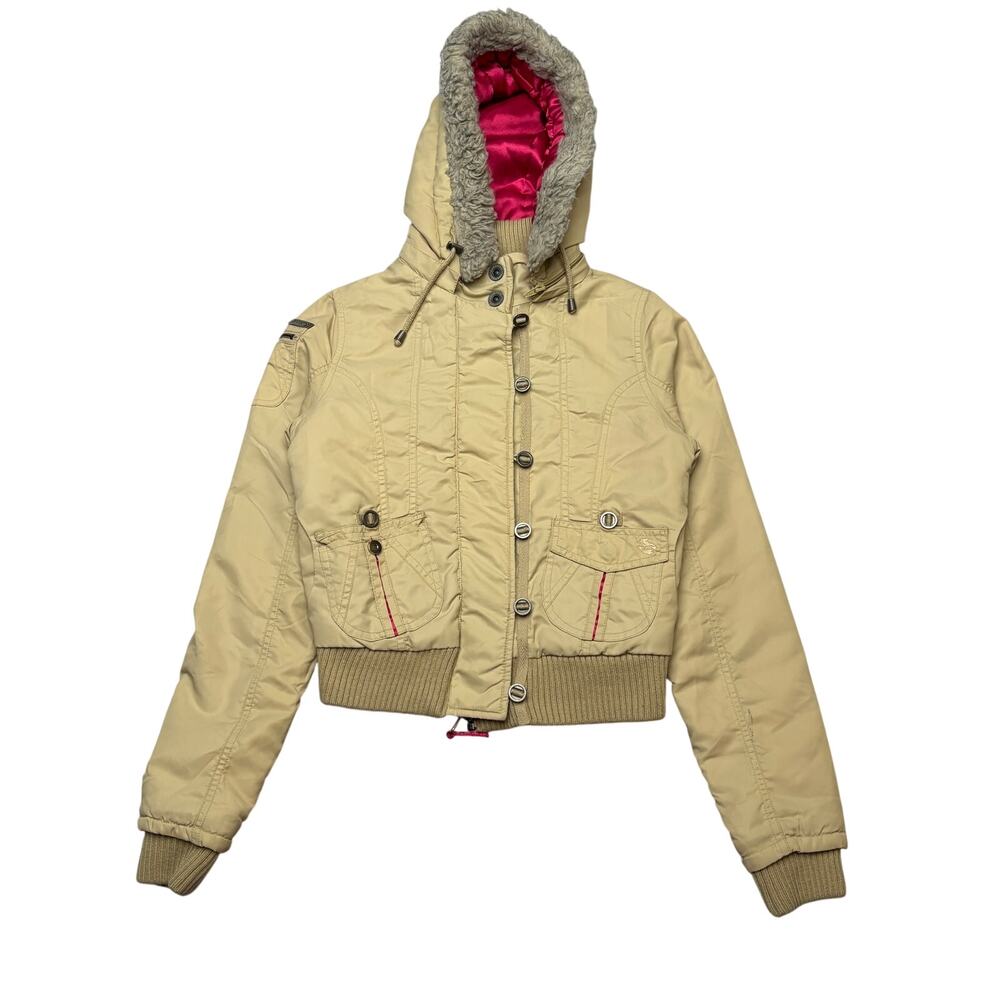 Vintage Y2K Billabong Faux Fur Parka Hooded Jacket Womens XS Grunge Utility